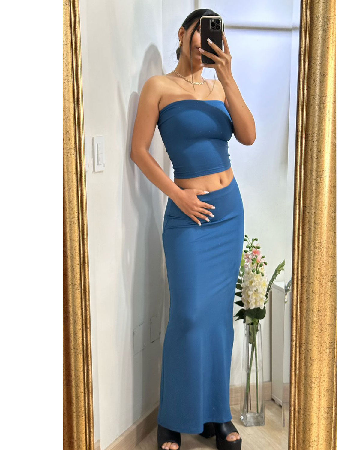 FALDA MAXI FALDA CLASICA - AZUL COBALTO