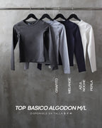TOP BASICO ALGODON MANGA LARGA - GRAFITO
