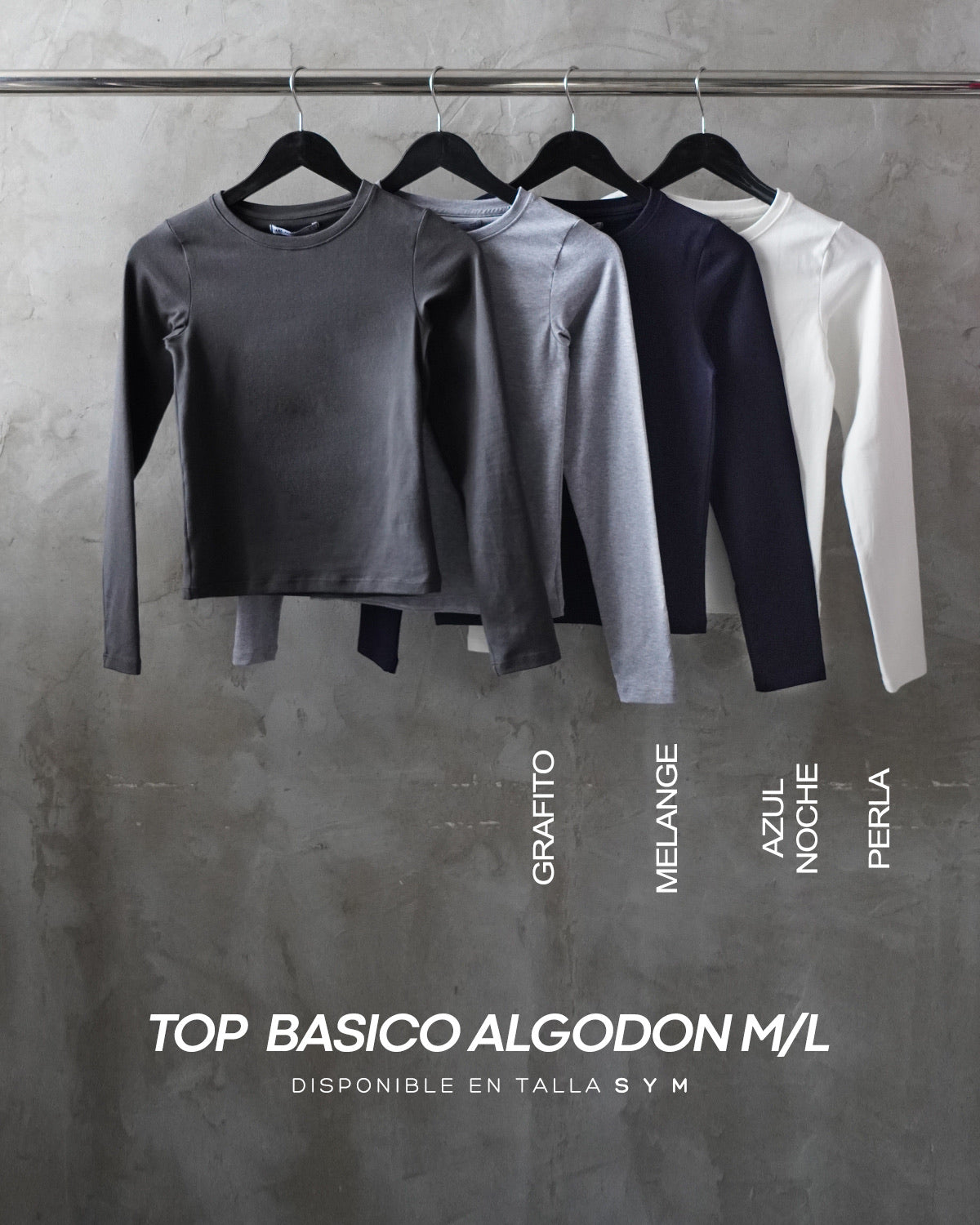 TOP BASICO ALGODON MANGA LARGA - GRAFITO