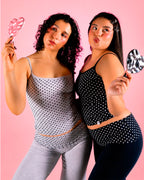 TOP PAMELA POLKA - MELANGE C/ NEGRO