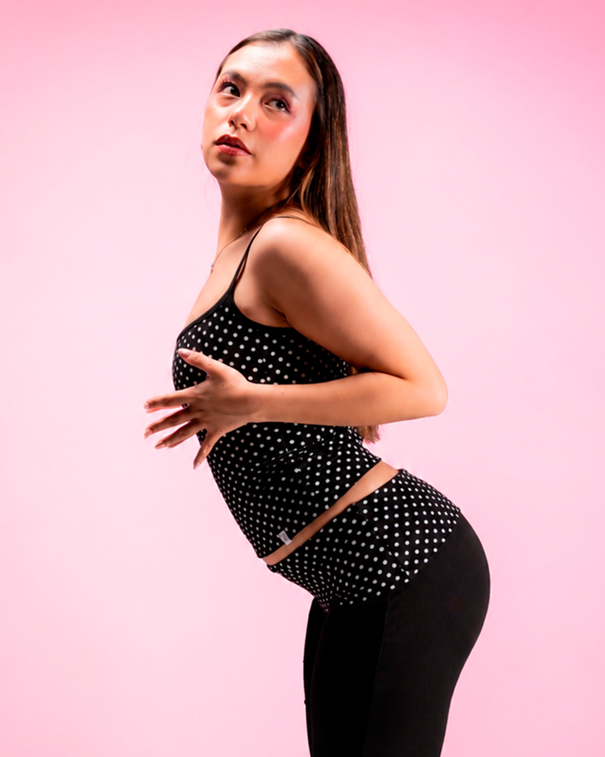 TOP PAMELA POLKA - NEGRO C/ PERLA