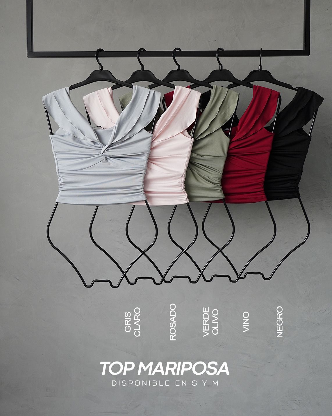 TOP MARIPOSA - GRIS CLARO