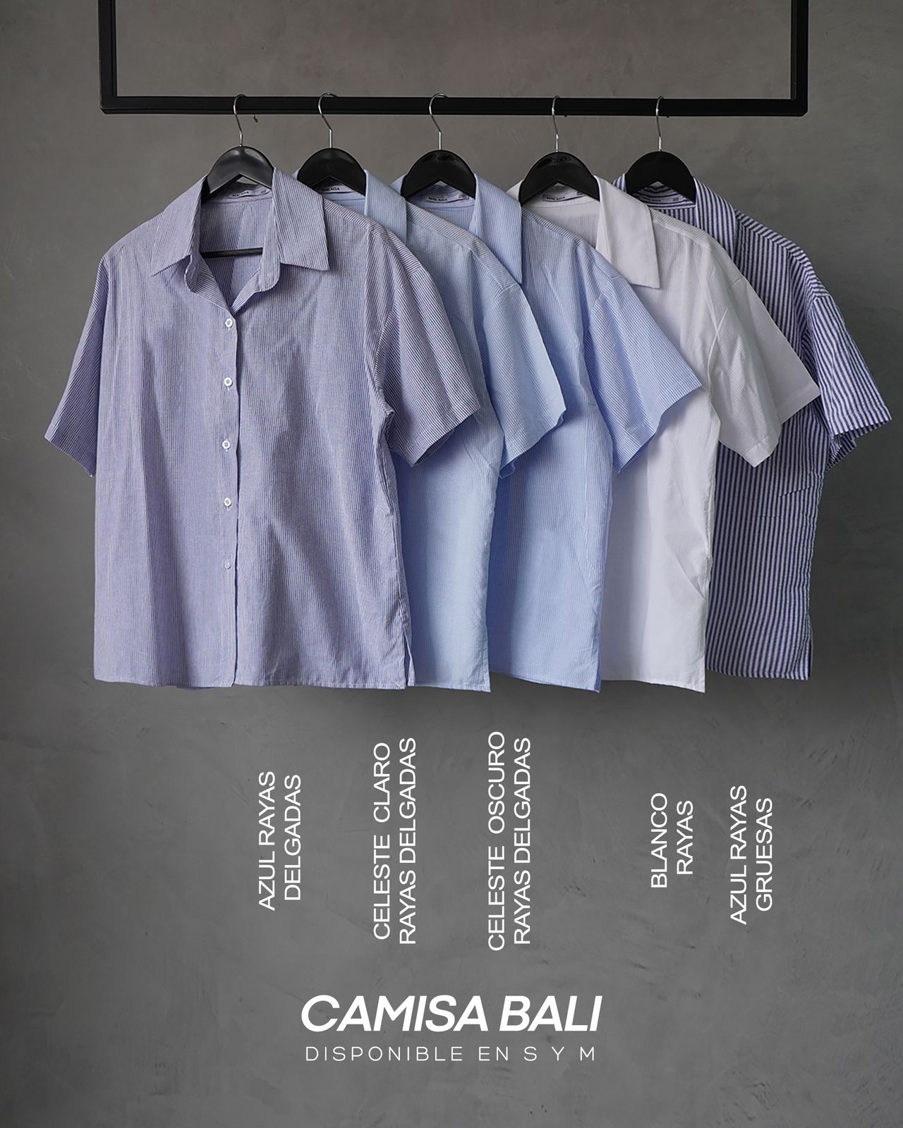CAMISA BALI MANGA CORTA - RAYAS AZUL