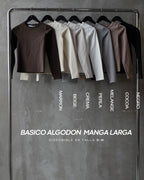 TOP BASICO ALGODON MANGA LARGA - NEGRO